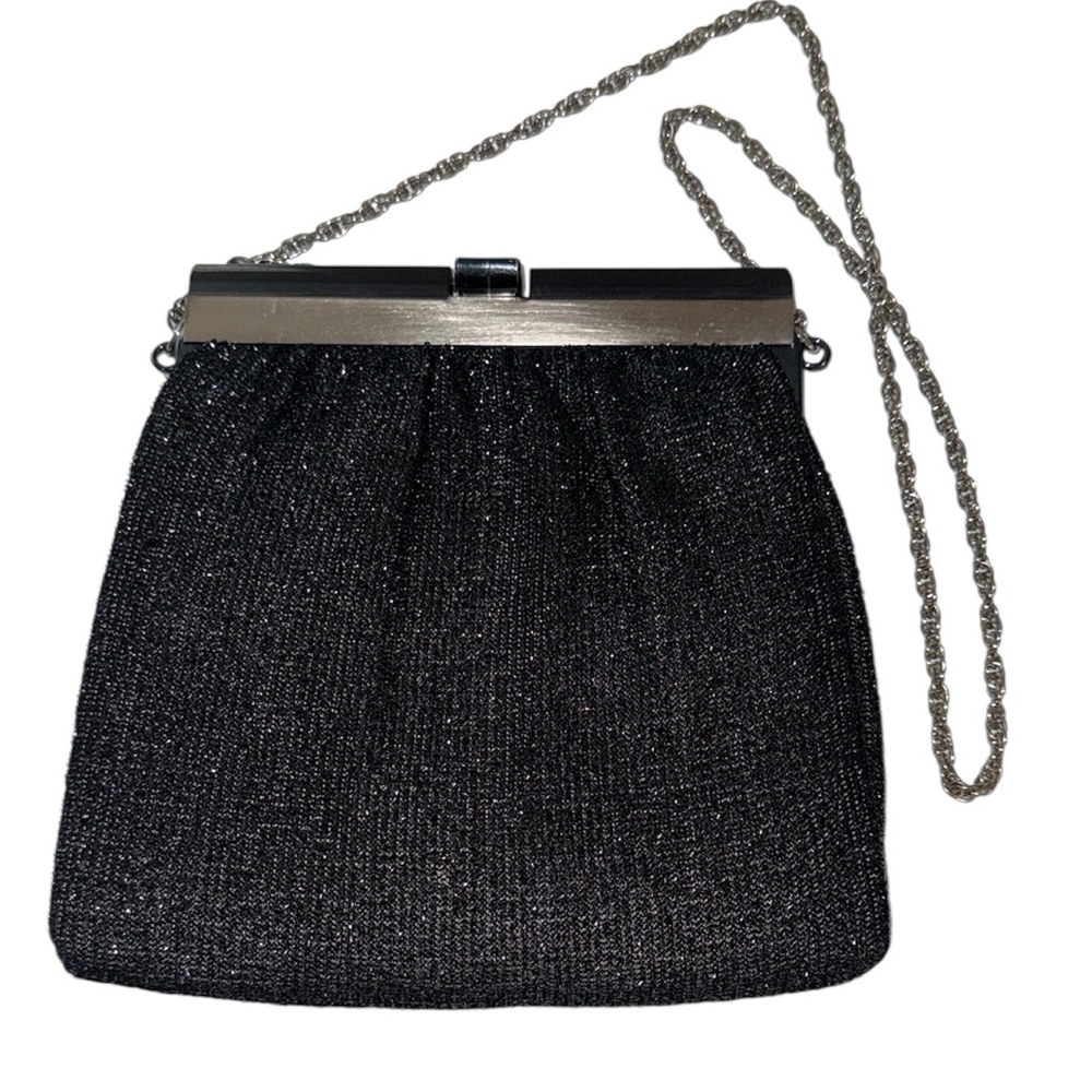 Vintage Black Silver Lame Handbag